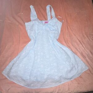 MiAmi for Francesca’s Light Blue Eyelet Bow Mini Dress Size M Lined Zip